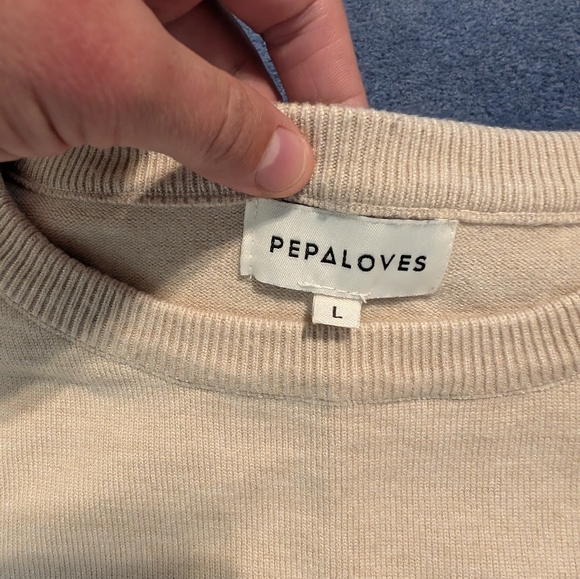 Pepaloves Heart Pom Pom Sweater in Oatmeal - Picture 4 of 6